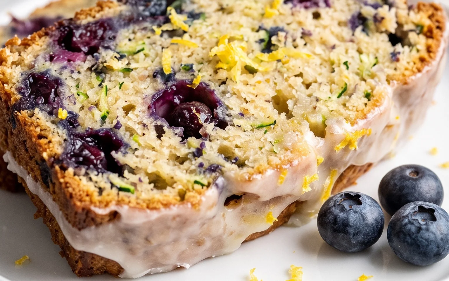Lemon Blueberry Zucchini Bread with Lemon Glaze