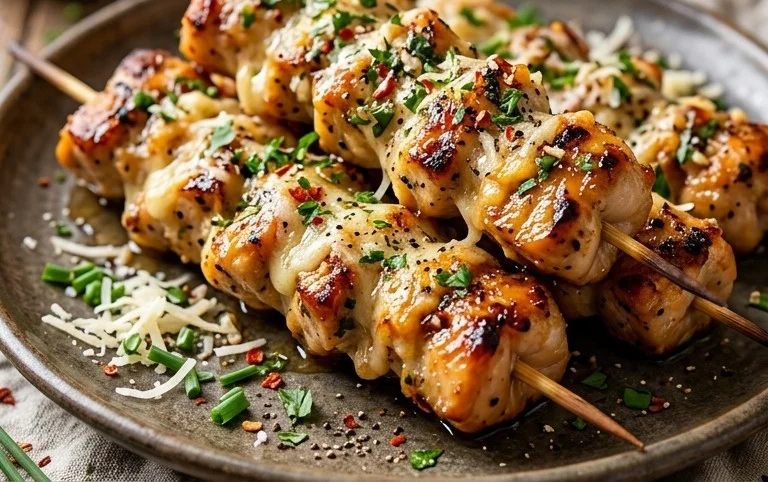 Garlic Parmesan Chicken Skewers